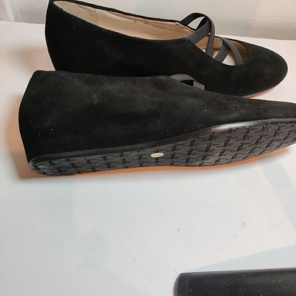 Amalfi Shoe Made in Italy Sz 8 Black Microfiber Low Wedge leather insole. NWOT - Picture 4 of 4